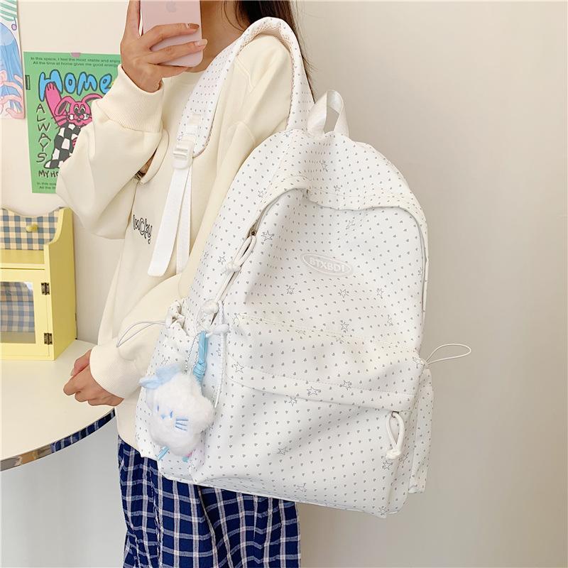 Zaino versione coreana ins Piccolo zaino fresco a pois Grande capacità semplice e versatile Zaino scolastico per studenti Zaino casual alla moda da donna