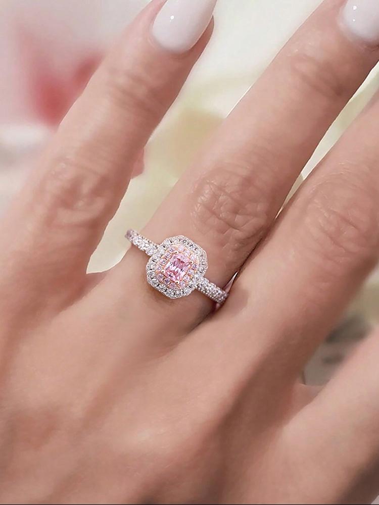 925 Silve Fashion Delicate Sweet Pink Zircon Ring For Women Anniversary Luxury Personalized High Quality Fine Jewelry