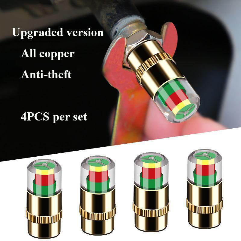 4Pcs Car Tire Pressure Monitor Valve Stem Caps Tire Pressure Monitor Sensor Indicator Set