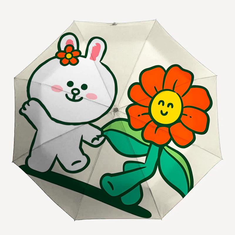 

1pc Cute Bunny Automatic Folding Umbrella, Portable Collapsible Design, 8-Rib Iron Frame, , All-Season Casual Outdoor Accessory yy0901116