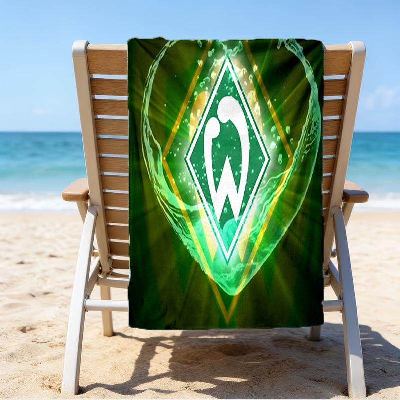 Green Werder Symbol Beach Towel - Soft, Absorbent Microfiber, Lightweight, Ideal for The Beach, Parties, Travel, Camping fan gifts