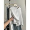 Hollowed-out lace hem pure cotton round-neck long-sleeve T-shirt for women, 2026 spring elegant Korean-style base shirt top