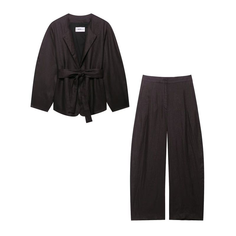 Kaslead New Women clothes Western Style Belt Kimono Outerwear Trousers 8426329 7627242