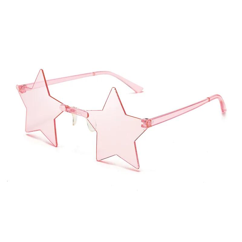 Star Shape Sun Eyeglasses Ultra Light Funny Pentagram Candy Colors Eyewear Decoration Party Rimless Sunglasses UV400 Gafas De Sol