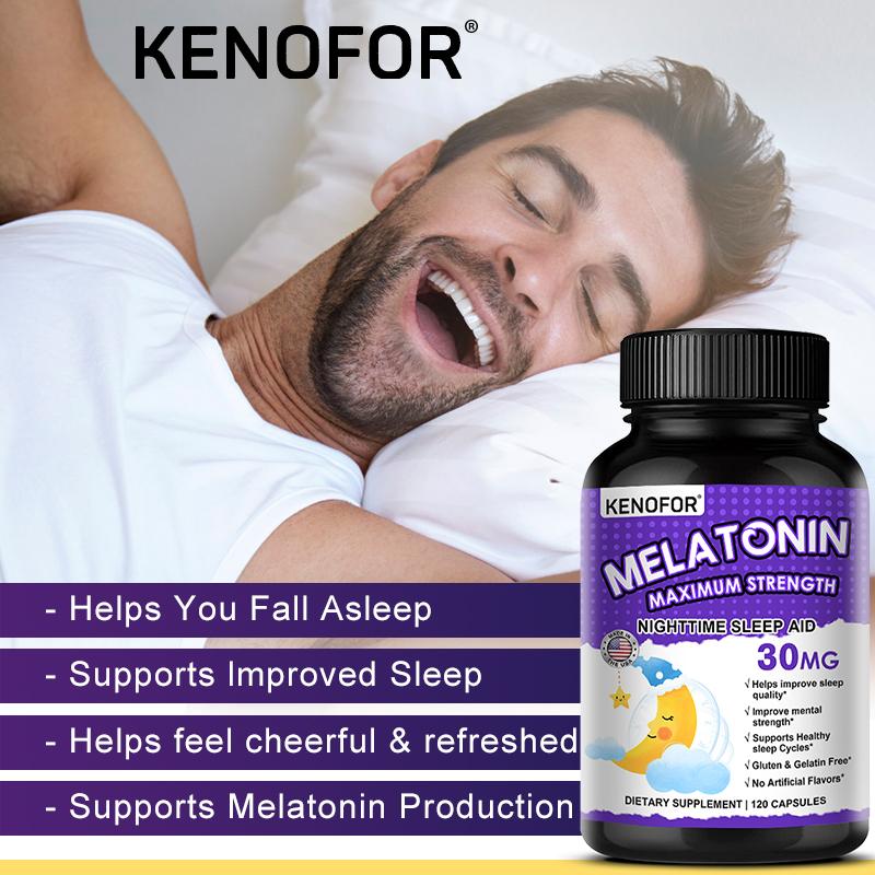 Melatonin 30mg Maximale Stärke Nachtschlafmittel Nahrungsergänzungsmittel, 120 Kapseln
