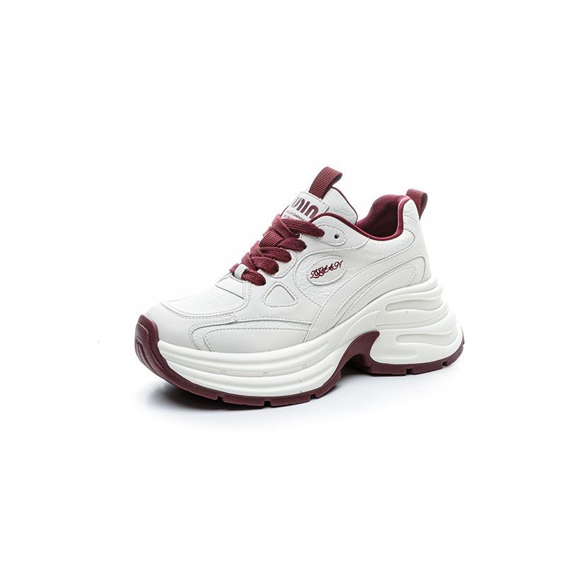 Thick-soled heightening dad shoes women's spring non-slip and wear-resistant leather soft and comfortable small casual sports shoes