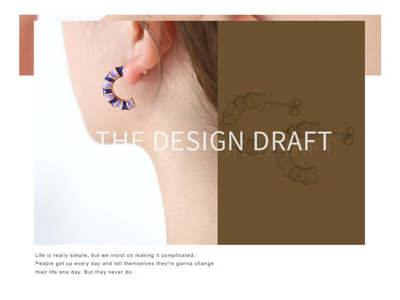 Retro French Minimalist Colorful C-Shaped Knuckle Earrings - Titanium Steel for Women