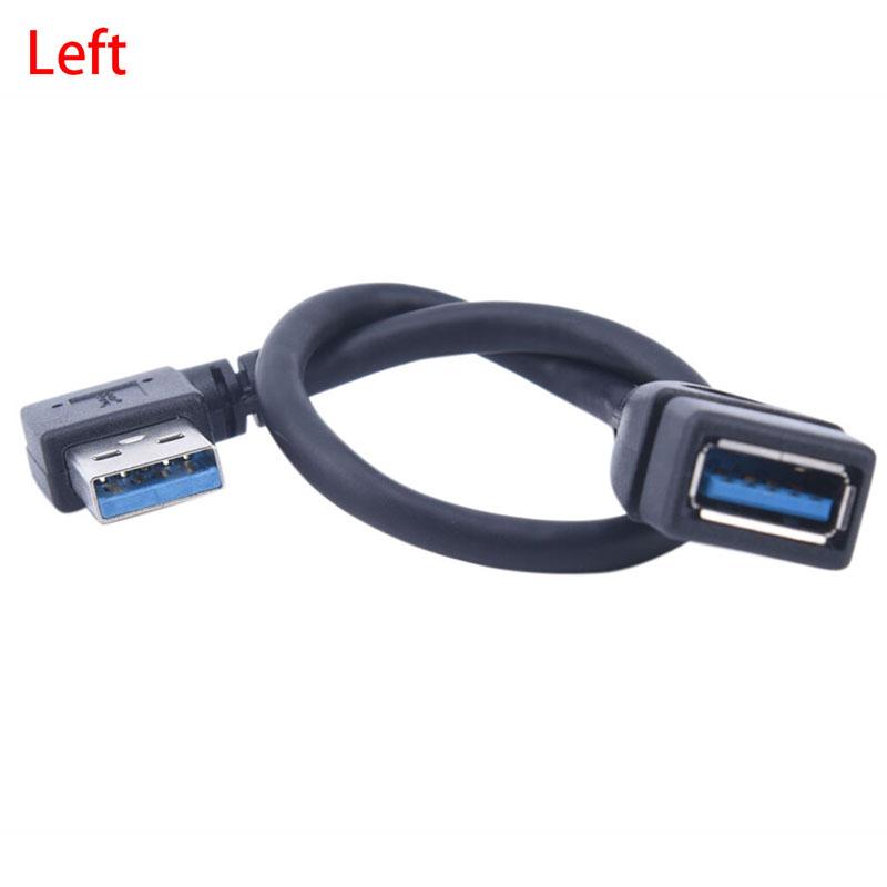 Prodlužovací kabel USB 3.0 zahnutý vpravo/vlevo o 90 stupňů, USB kabel samec na samici, adaptér