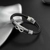 Men’s Infinity Leather Bracelet – OPK Punk Style Braided Wristband Stainless Steel