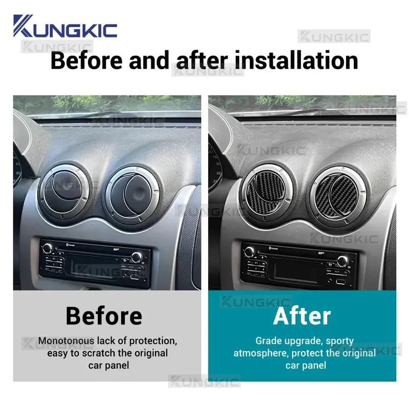 Real Soft Carbon Fiber Car Central Control Air Outlet Sticker For Renault Dacia Duster 2013 2014 2015 2016 2017 2018 Accessories