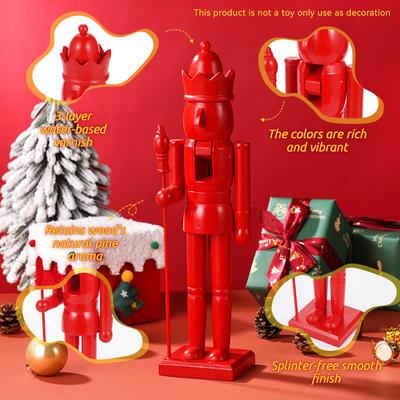 38CM Cascanueces Navideño Tema Simple Marioneta de Color Sólido Decoración Hecha a Mano Navidad Año Nuevo Decoración para Fiesta Navideña Regalo