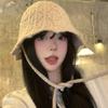 Strap Knitted Bucket Hat Women's Autumn and Winter New Versatile Bucket Hat Big Head Circumference Show Face Small Wool Hat