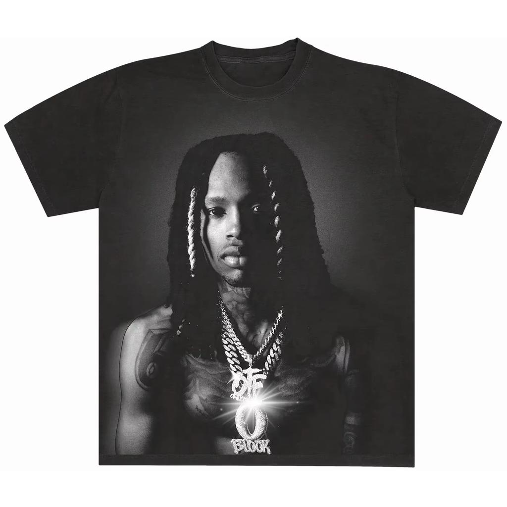 King Von Top of The World Tričko Černé Unisex Vysoce kvalitní Luxusní Klasické Y2k Krátký rukáv Klasické Párty Denní nošení Cool Horní díl