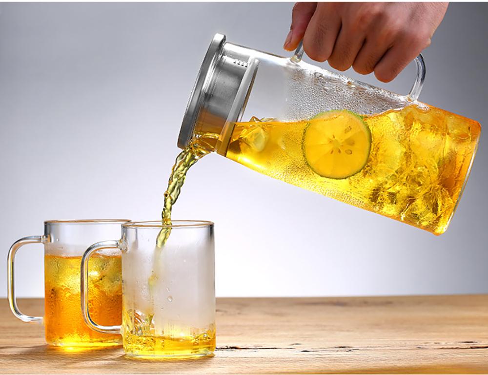 Tepelně odolná skleněná konvice pro domácnost s velkou kapacitou skleněné konvice na džus Nordic kreativní jednoduchá chladná bílá konvice na čaj