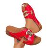 Women's Casual Wedge Sandals Open Toe Slip On Platform Sandals with Metal Accent Summer Comfortable Footwear