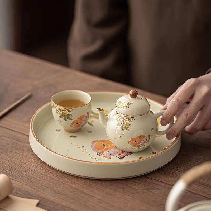 Plant ash big head goldfish teapot ceramic brewing teapot household creative small Chinese retro kung fu teapot