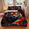 3pcs Tiger Roses Print Duvet Cover Set, Soft Comfortable Duvet Cover,Guest Room (1*Duvet Cover + 2*Pillowcase, Without Core) Yy251104120