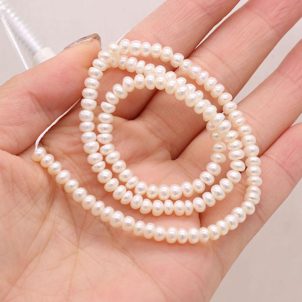 

36cm Strand 4-5mm White Natural Freshwater Rondelle Pearls Spacer Beads DIY Earring Necklace Bracelet Parts 1String/4-5mm-36cm білий