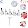 6pcs Fondant Rose Nozzle Tips Set Cream Icing Piping Fondant Rose Nozzle Pastry Tools Fondant Decorating Tools