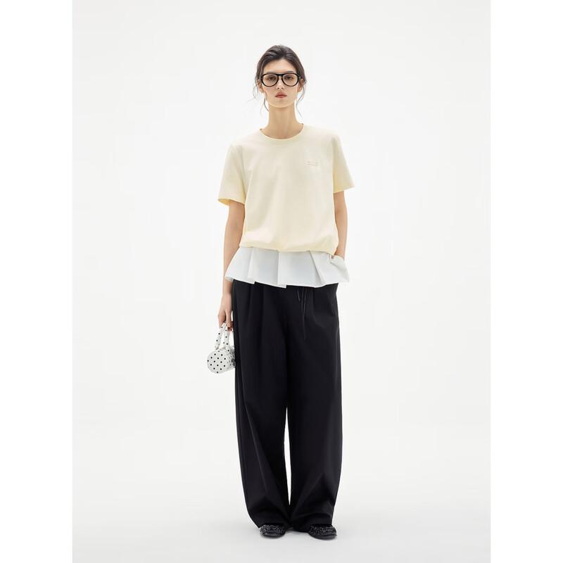 ELLE Women's French Style Irregular Hem T-shirt