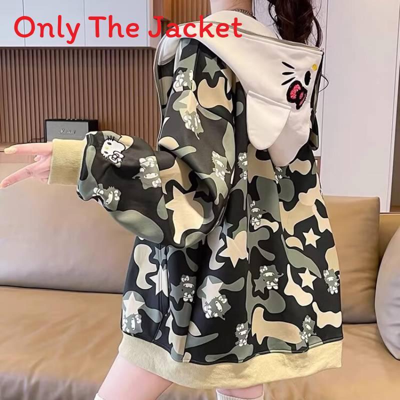 Felpa con Cappuccio e Zip Cartone Animato Hello Kitty per Donna e Uomo Abbigliamento Casual