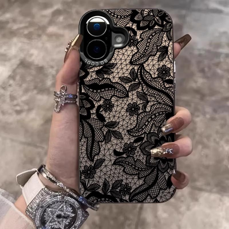 

Black Lace Pattern Phone Case for Xiaomi Redmi Note 14 13 12 11 Pro Plus 4G 5G 12S 11S 10S 10 9 9S 8 10C 10A Cases Cover Redmi Note 9S