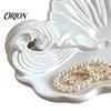 Bedroom Dresser Accessory Tray 3D Printed Shell Wave Jewelry Tray, Pearlized White Organizer Dish, Elegant Ring Seashell Shape Dish Trinket