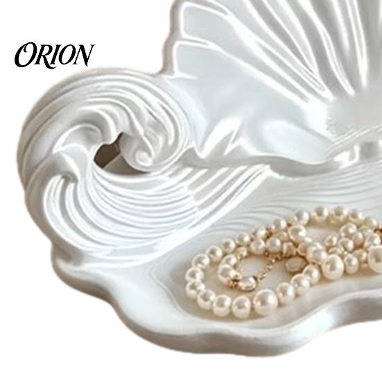 Bedroom Dresser Accessory Tray 3D Printed Shell Wave Jewelry Tray, Pearlized White Organizer Dish, Elegant Ring Seashell Shape Dish Trinket
