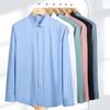 Modal Stretch Solid Plain Long Sleeve Men's Dress Shirts Regular Fit Soft Comfortable Business Office Social Shirt No Pocket