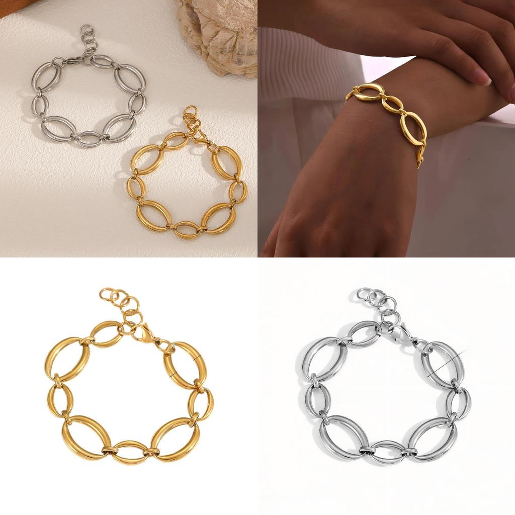 Stainless Steel Geometric Chain Bracelet For Women Summer Fashion Accessory