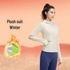 Juyitang Women's Fitness Hoodie: Autumn/Winter Velvet Yoga Suit with Slim Waist Design