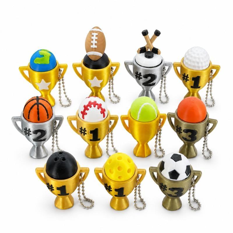 Trofeo Sportivo a Sfera Stampato in 3D Giocattolo Antistress Portachiavi Clicker Ciondolo Ecologico in PLA