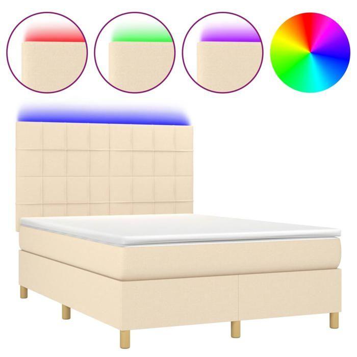 VidaXL Sommier à Lattes de Lit avec Matelas et LED, Lit Rembourré, Lit Double, Lit Adulte de Chambre à Coucher Intérieur, 3135442