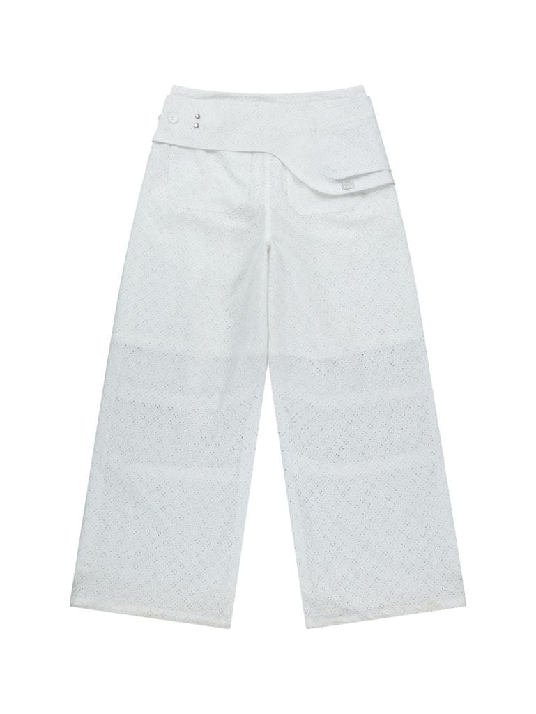 TUOMIO Eyelet Belt Bag Pants [White]