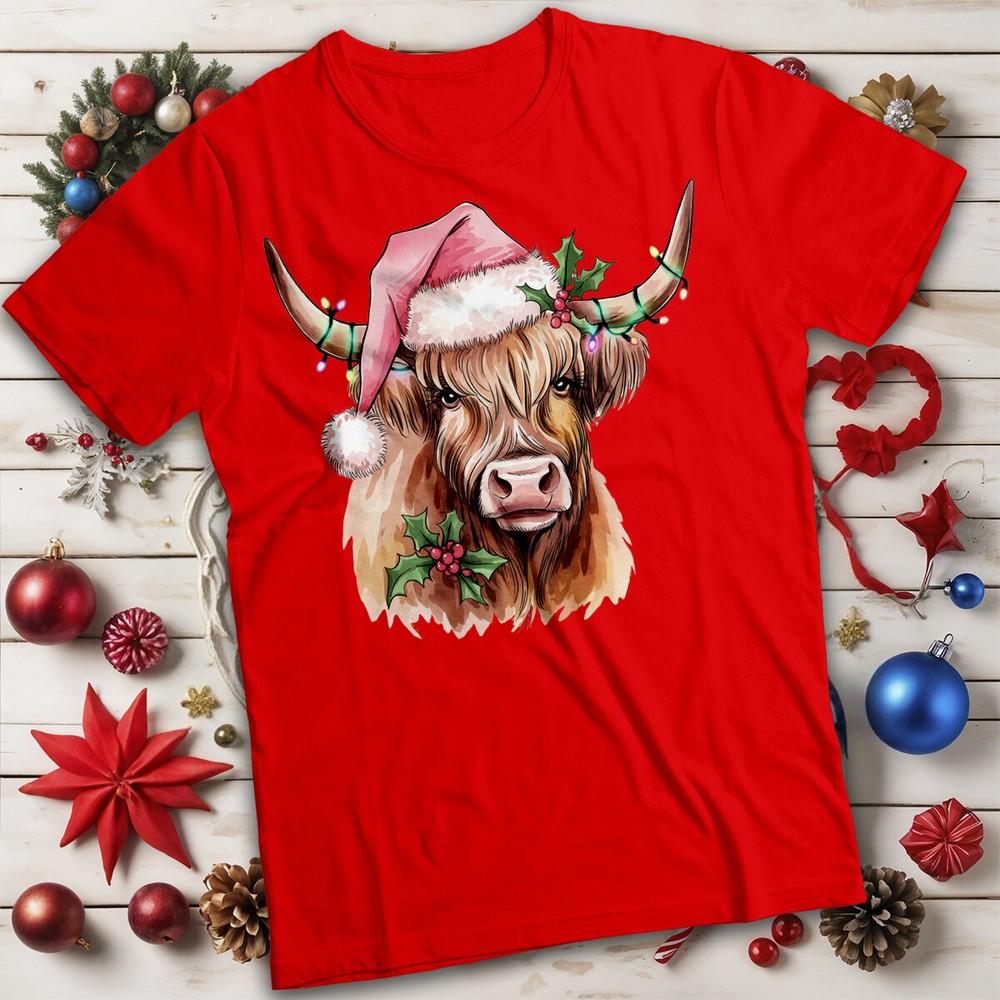 Unisexs And Unisexs Highland Cow Christmas Tshirt Tee Mc S