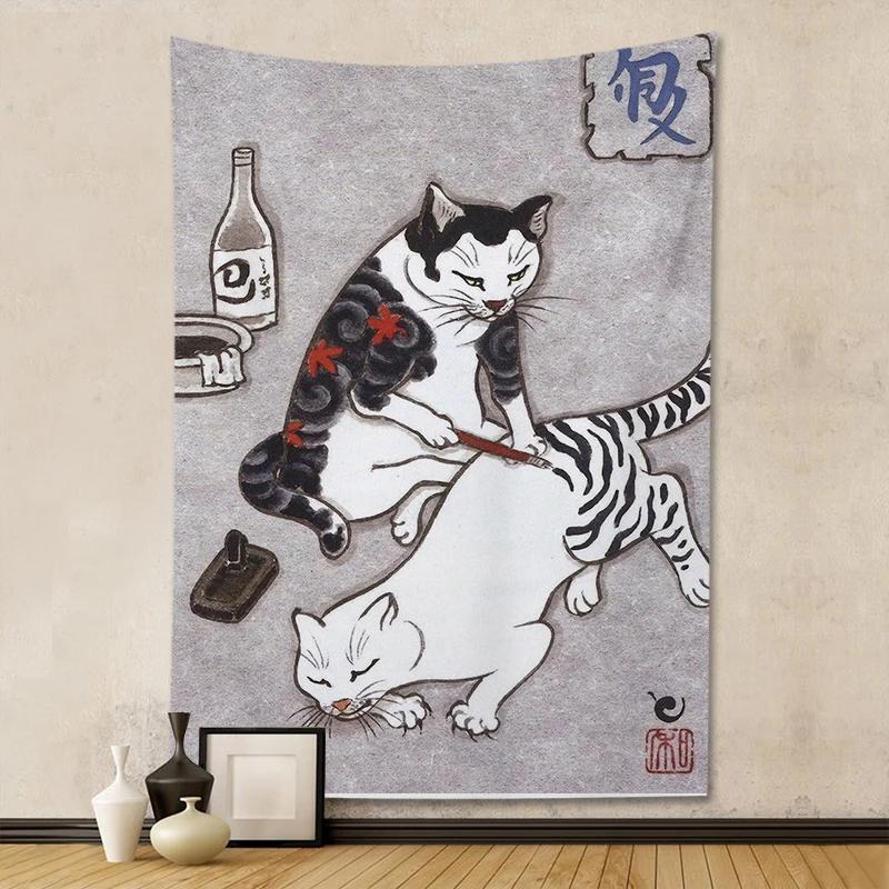 Wandteppich, Ukiyo-e, Damen-Hintergrund, japanischer Digitaldruck, dekorativer Hängestoff, Wanddekoration