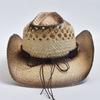 Natural Straw Western Cowboy Hat for Women Men Summer Curling Brim Beach Sun Hats Shapeable Straw Hat