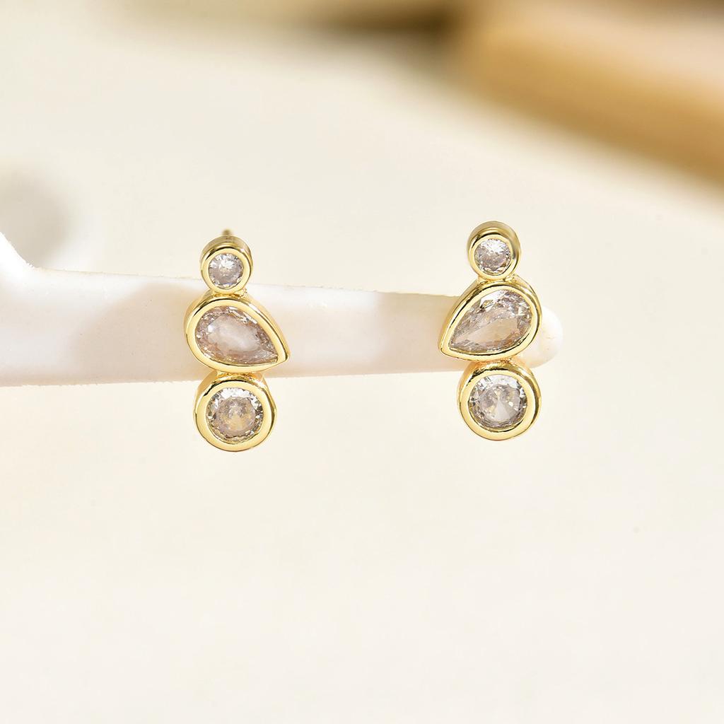 Geometric Drip Earrings  Niche Design, Diamond-encrusted Stud Earrings  Versatile and High-end Earrings