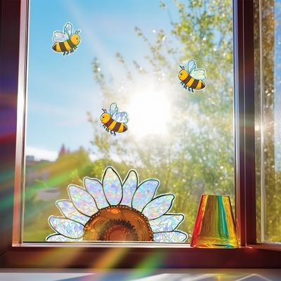 Creative Sunflower Little Bee Glass Door and Window Anti-static Window Stickers