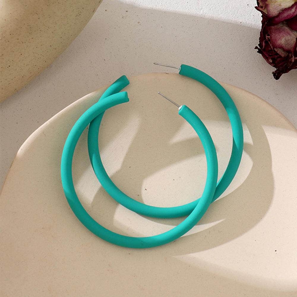 Ladies Candy Color Round Simple Personality C-shaped Women Jewelry Hoop Earrings Round Earrings