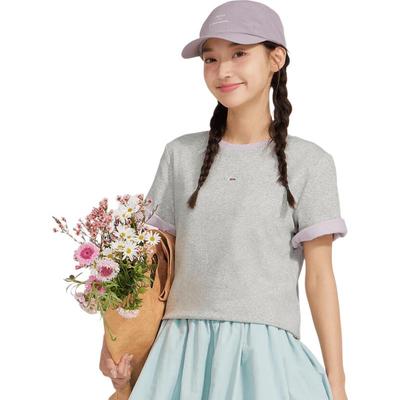 Di Sha Girls' Letter Embroidered Short-Sleeve T-Shirt