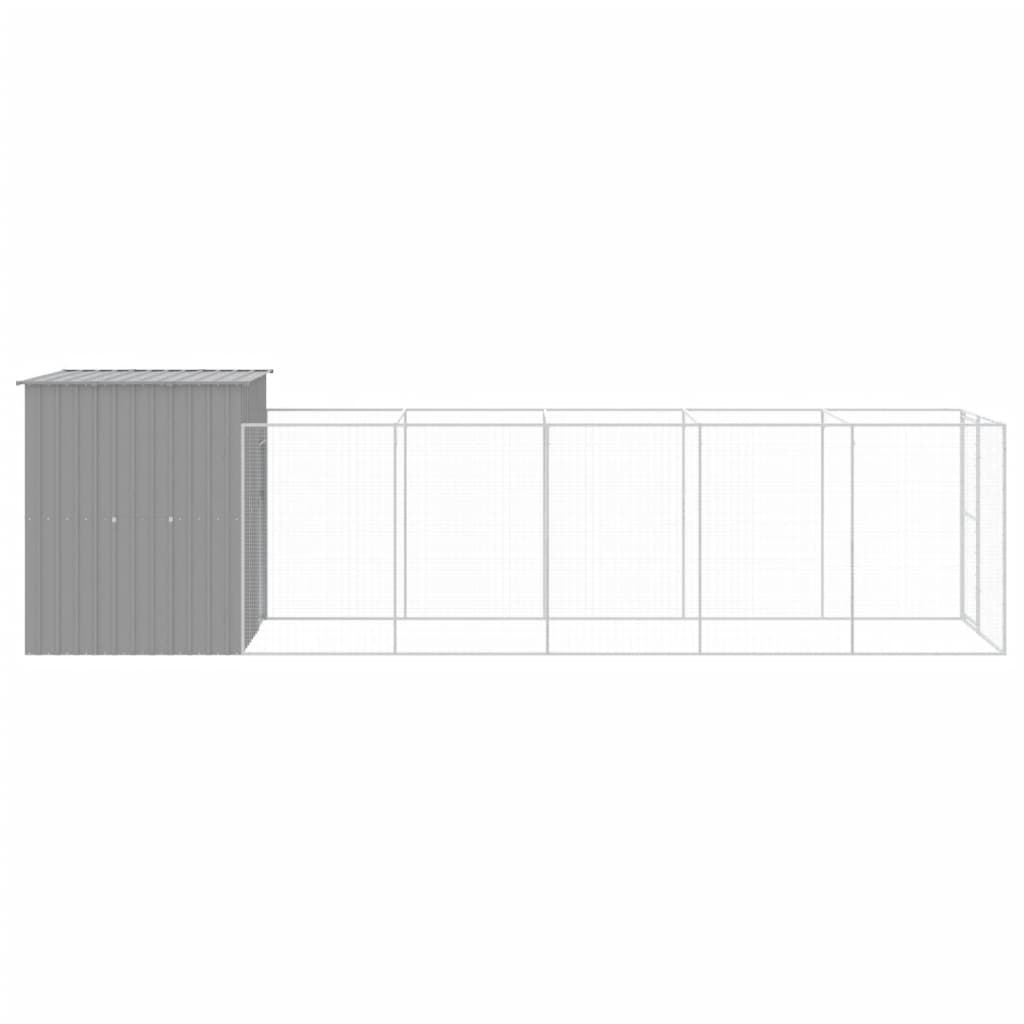 Dog House with Run Light Gray 165 x 659 x 181 cm Galvanized Steel