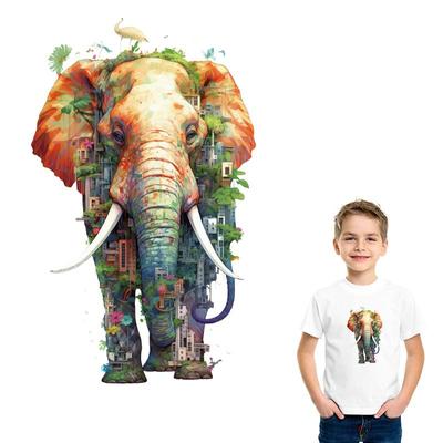 Iron-On Transfers Creative Elephant Clothes Stickers Hoodies T-Shirt Heat Press Appliqued Diy Parches Ropa 3D Sticker Patch