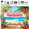 2D Luau Party Backdrop, Tropical Beach and Flowers for Kids Birthday Photoshoot
