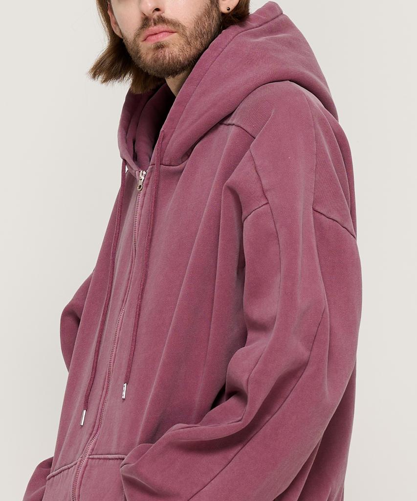 Cargobros Pigment Dyed Zip-Up Hoodie (Burgundy)