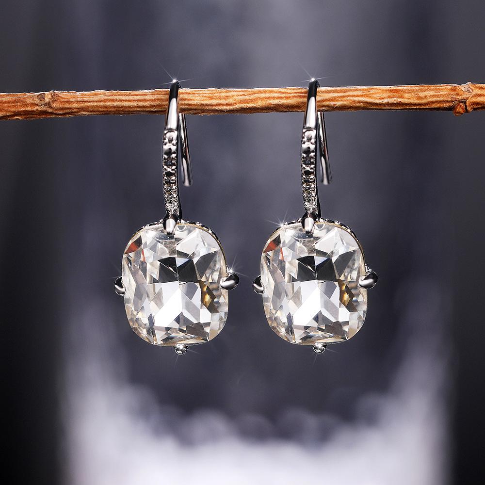 Versatile Square Zircon Earrings for Women - European & American Dangle Design