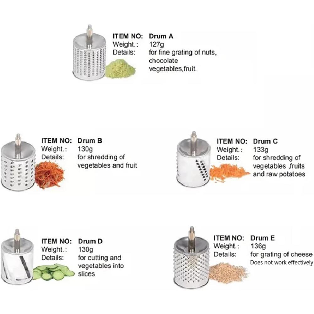 Rotary Cheese Grater Manual Cheese Shredder Multi-function Stainless Steel Vegetable Chopper Cutter with 5 Blades