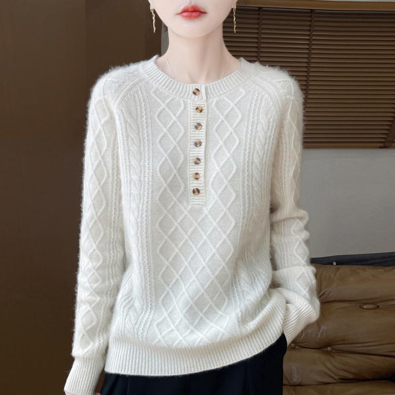 Women Sweater 100% Wool MODERN NEW SAGA O-neck Knit Pullover Thick Winter Jumpers Female Knit Tops