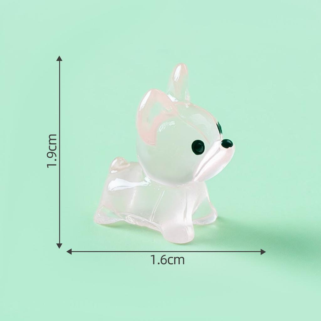 5Pcs Luminous Glitter Mini Resin Cute Bulldog Glow-in-the-Dark Tiny Dogs for DIY Crafts Cake Bead Decor Material Accessories