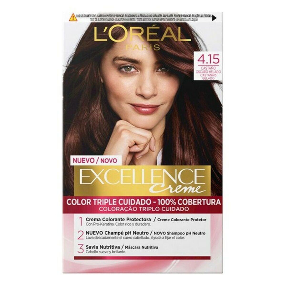 

Permanent hair dye Excellence L Oréal Paris Excellence 4.15 Dark chestnut No. 9.0-very light blonde No. 8.0-light blonde 192 ml